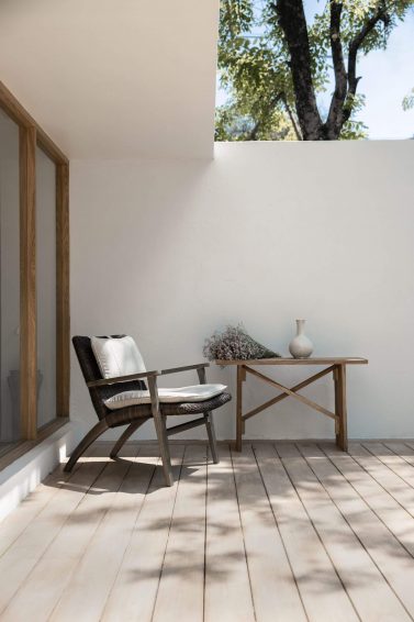 The outdoor terrace at White Wood Green luxury day spa in Bangkok
